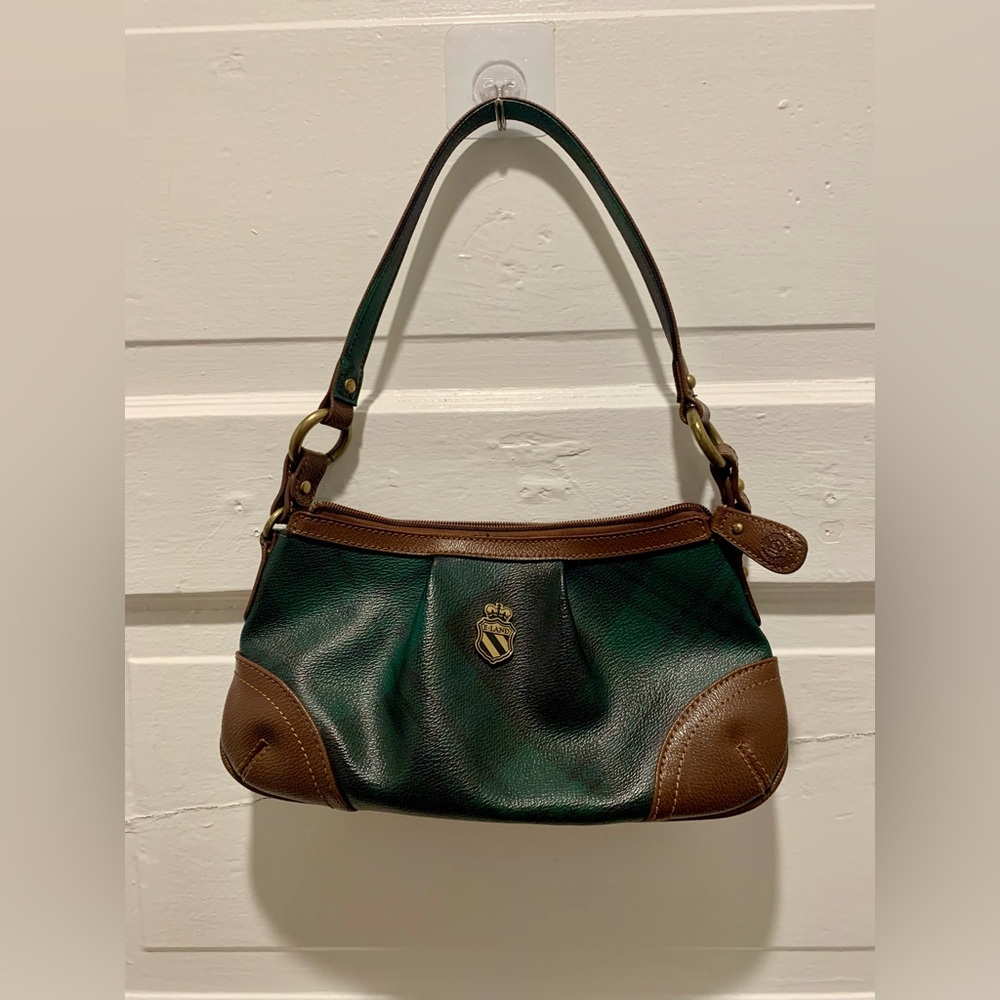Green and Brown Plaid Shoulder Bag